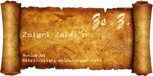 Zsigri Zalán névjegykártya