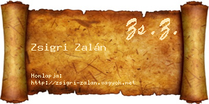 Zsigri Zalán névjegykártya